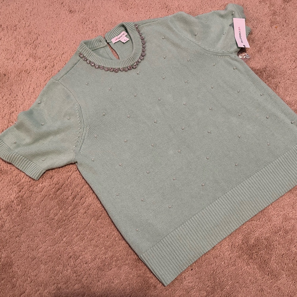 Liz Claiborne Light Green Knit Top